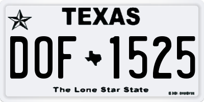 TX license plate DOF1525