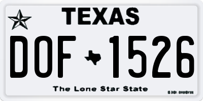 TX license plate DOF1526