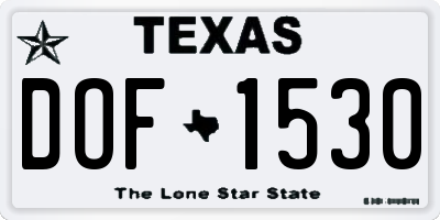 TX license plate DOF1530