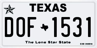 TX license plate DOF1531