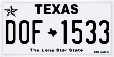 TX license plate DOF1533