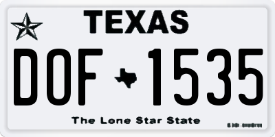TX license plate DOF1535