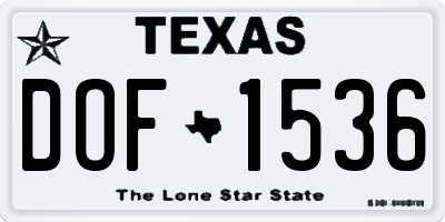 TX license plate DOF1536