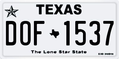 TX license plate DOF1537