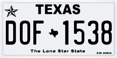 TX license plate DOF1538