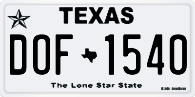 TX license plate DOF1540