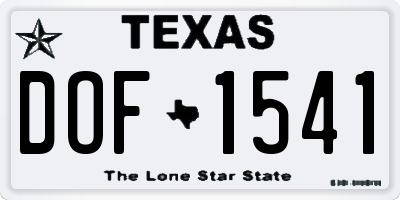TX license plate DOF1541