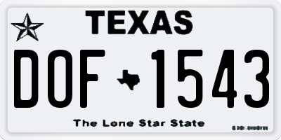 TX license plate DOF1543