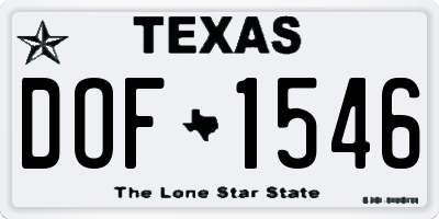 TX license plate DOF1546