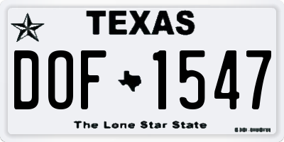 TX license plate DOF1547