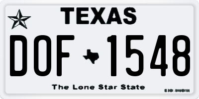 TX license plate DOF1548