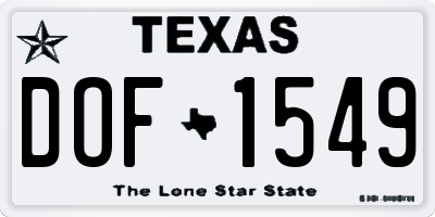 TX license plate DOF1549