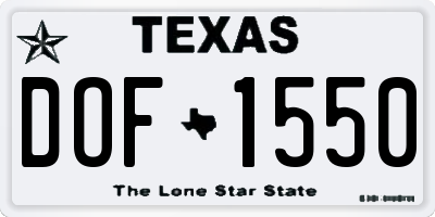 TX license plate DOF1550