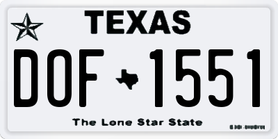 TX license plate DOF1551