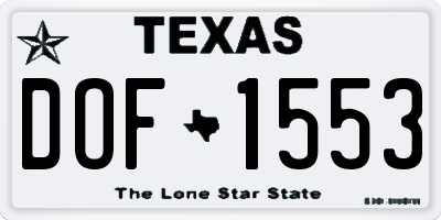 TX license plate DOF1553
