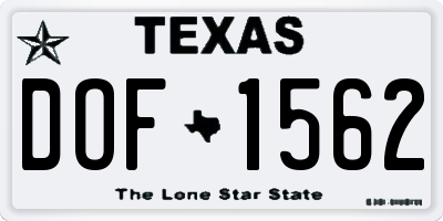 TX license plate DOF1562
