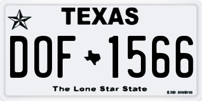 TX license plate DOF1566