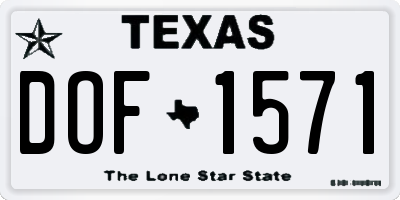 TX license plate DOF1571
