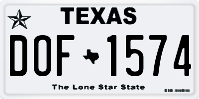 TX license plate DOF1574