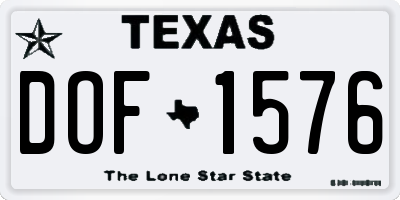TX license plate DOF1576
