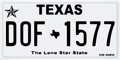 TX license plate DOF1577