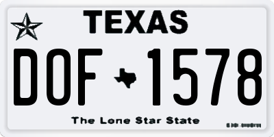 TX license plate DOF1578