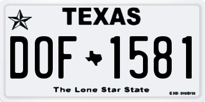TX license plate DOF1581