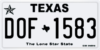 TX license plate DOF1583