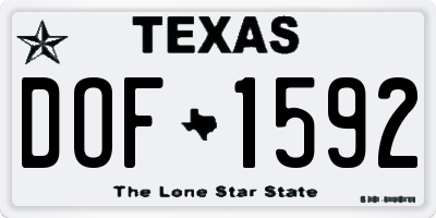 TX license plate DOF1592