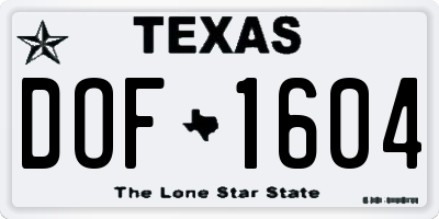 TX license plate DOF1604