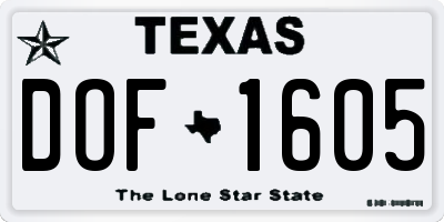 TX license plate DOF1605