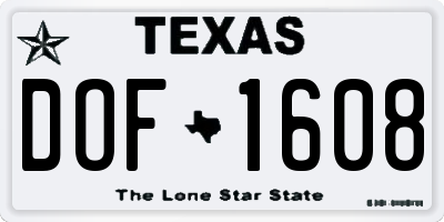TX license plate DOF1608
