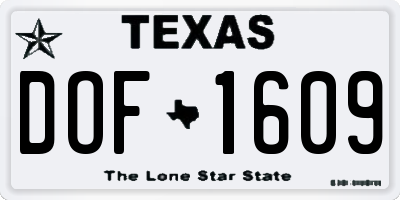 TX license plate DOF1609