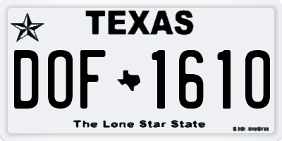TX license plate DOF1610