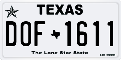 TX license plate DOF1611