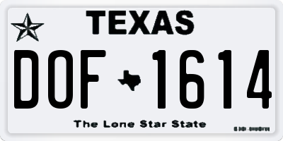 TX license plate DOF1614