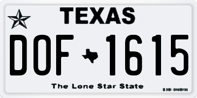 TX license plate DOF1615