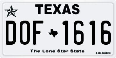 TX license plate DOF1616