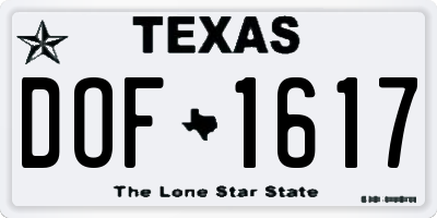 TX license plate DOF1617