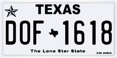 TX license plate DOF1618