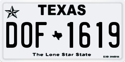 TX license plate DOF1619