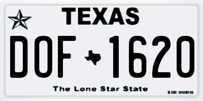 TX license plate DOF1620