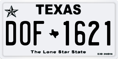 TX license plate DOF1621