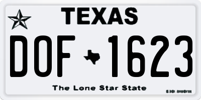 TX license plate DOF1623