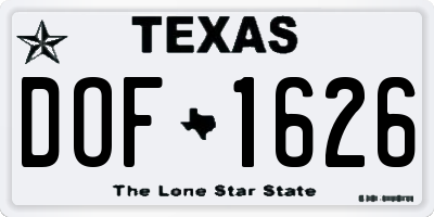 TX license plate DOF1626