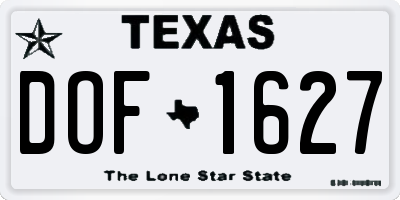 TX license plate DOF1627