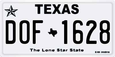 TX license plate DOF1628