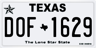 TX license plate DOF1629