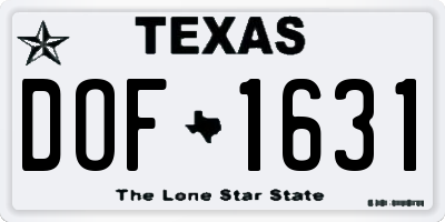 TX license plate DOF1631