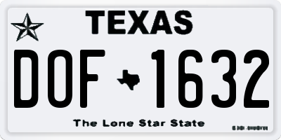 TX license plate DOF1632